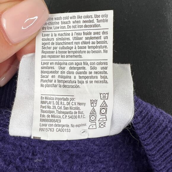 NYU New York University Champion Purple Crewneck Cotton Blend Sweatshirt Size S - Picture 9 of 9